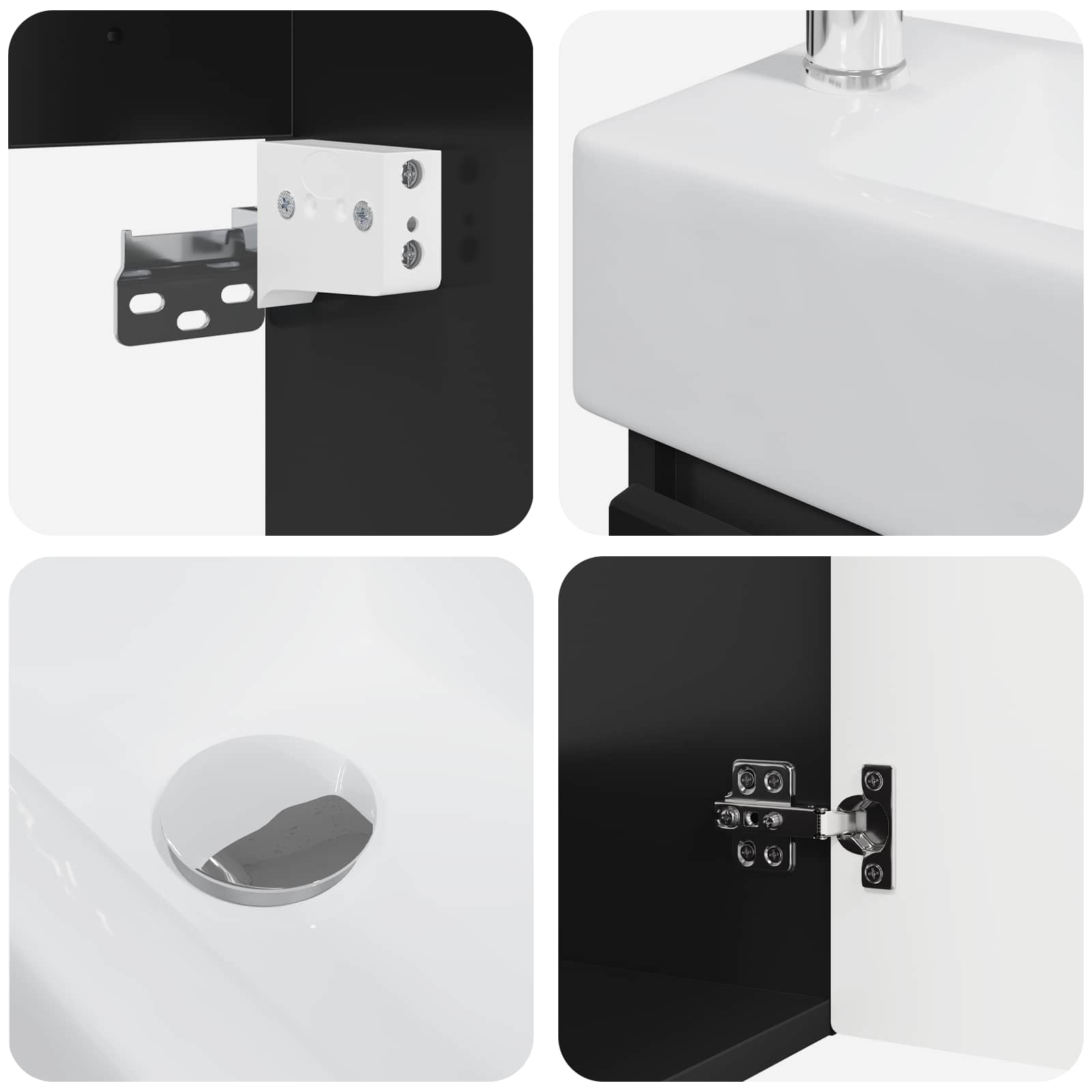 Badezimmer Waschtischunterschrank mit Wasserhahn Schwarz