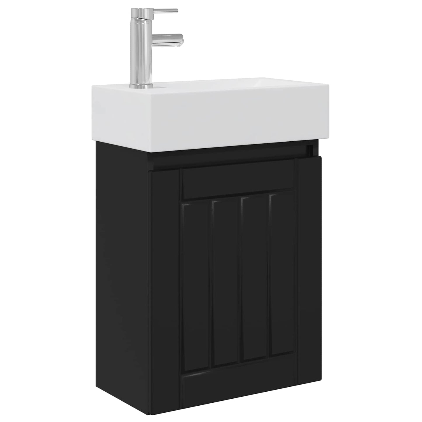 Badezimmer Waschtischunterschrank mit Wasserhahn Schwarz