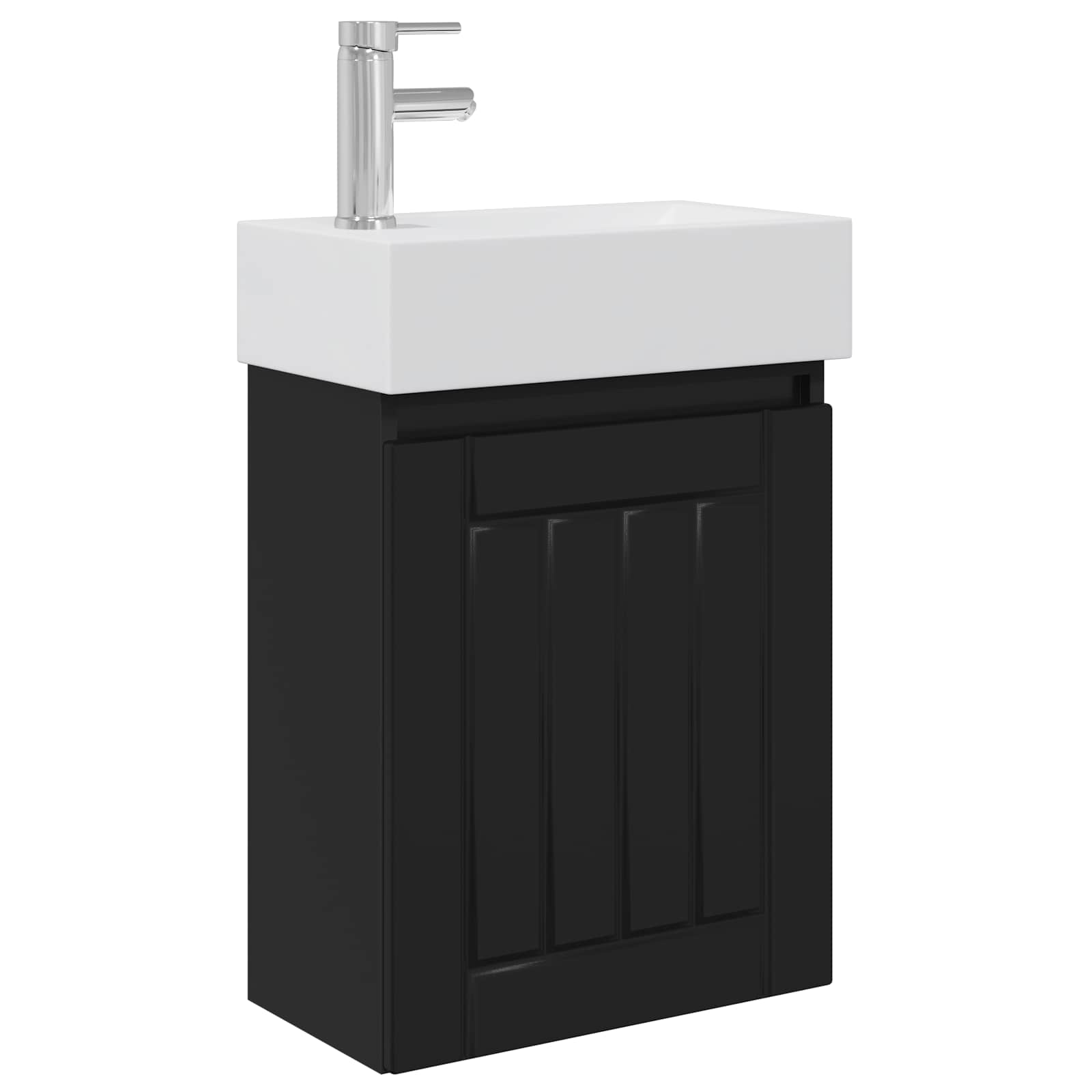 Badezimmer Waschtischunterschrank mit Wasserhahn Schwarz