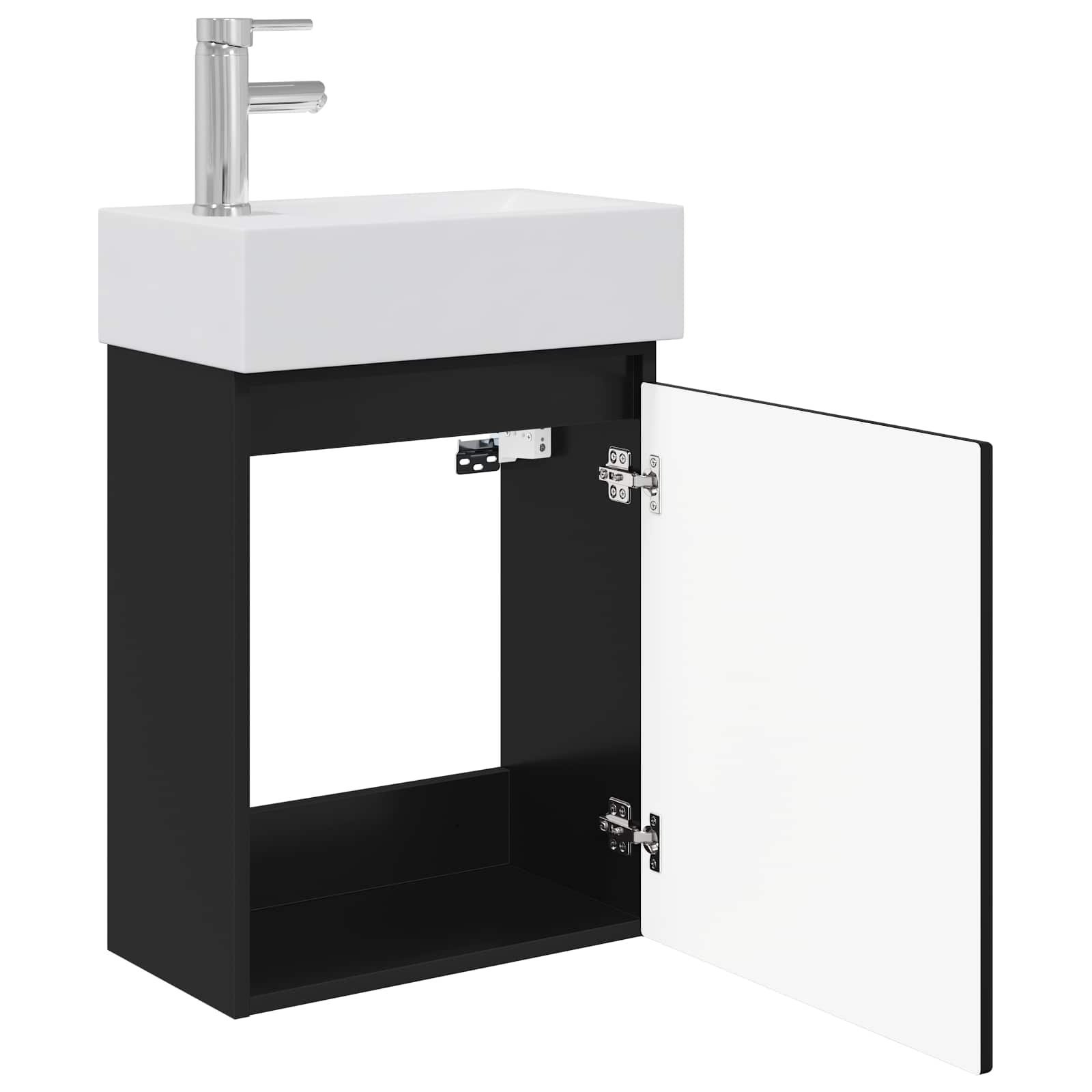 Badezimmer Waschtischunterschrank mit Wasserhahn Schwarz