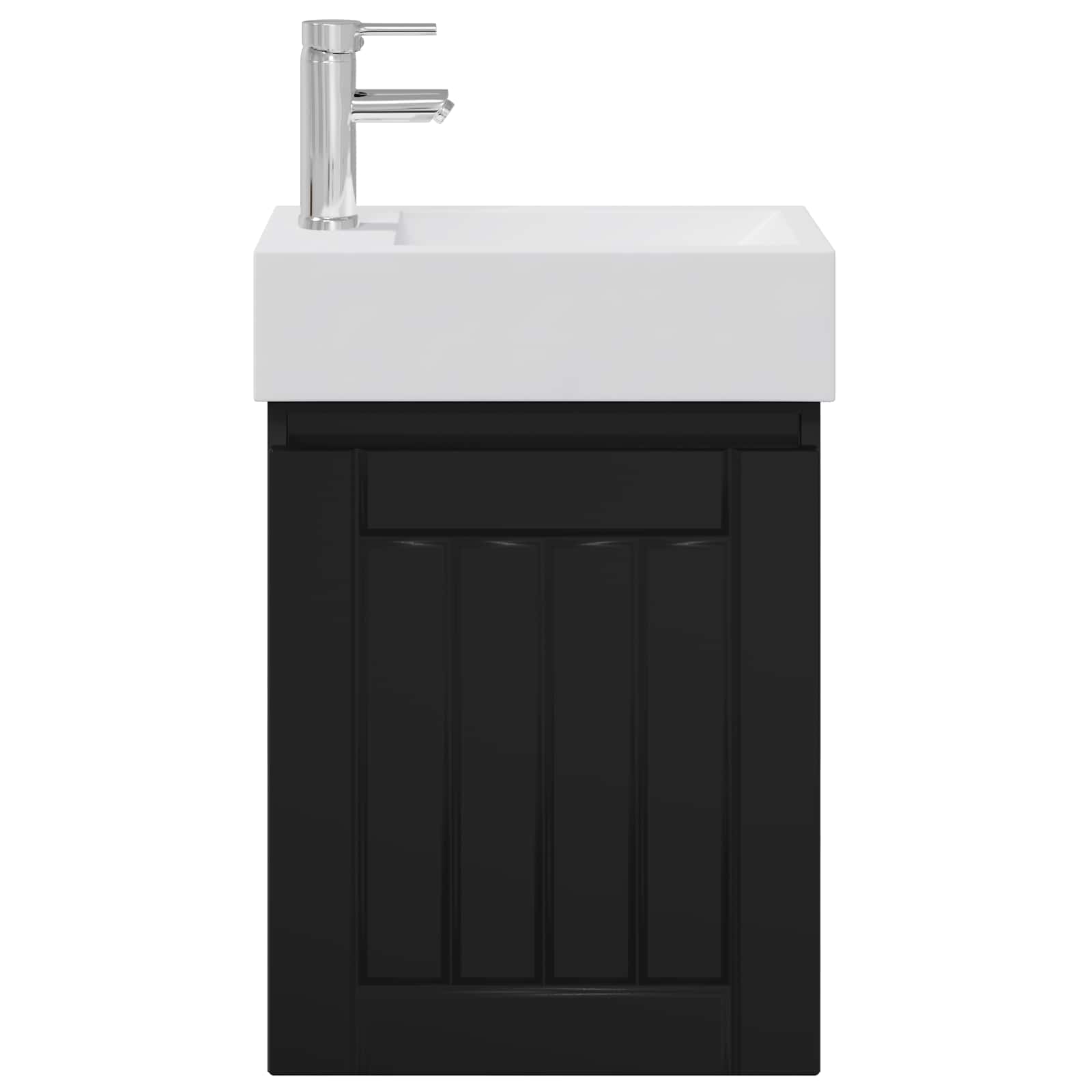 Badezimmer Waschtischunterschrank mit Wasserhahn Schwarz