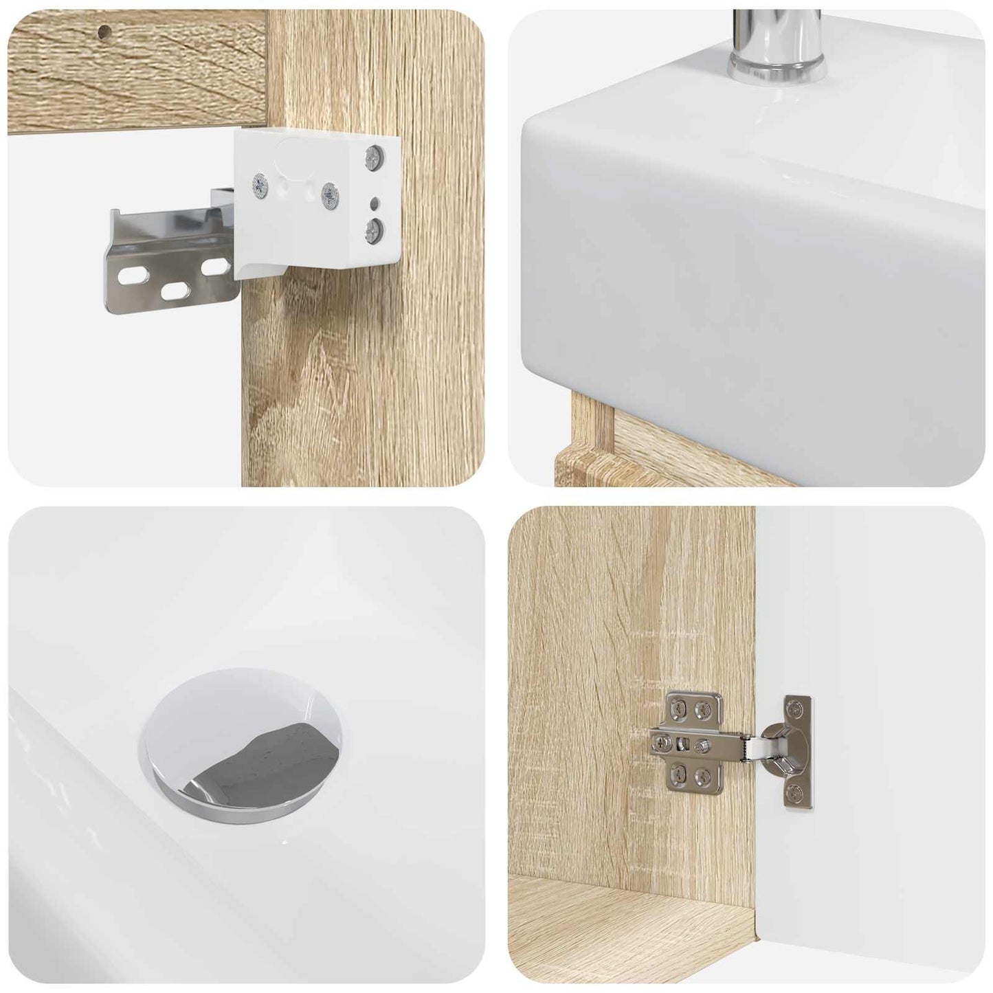 Badezimmer Waschtischunterschrank mit Wasserhahn Sonoma-Eiche