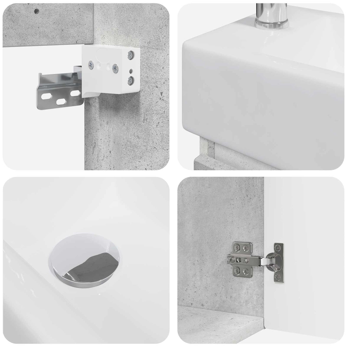 Badezimmer Waschtischunterschrank mit Wasserhahn Betongrau