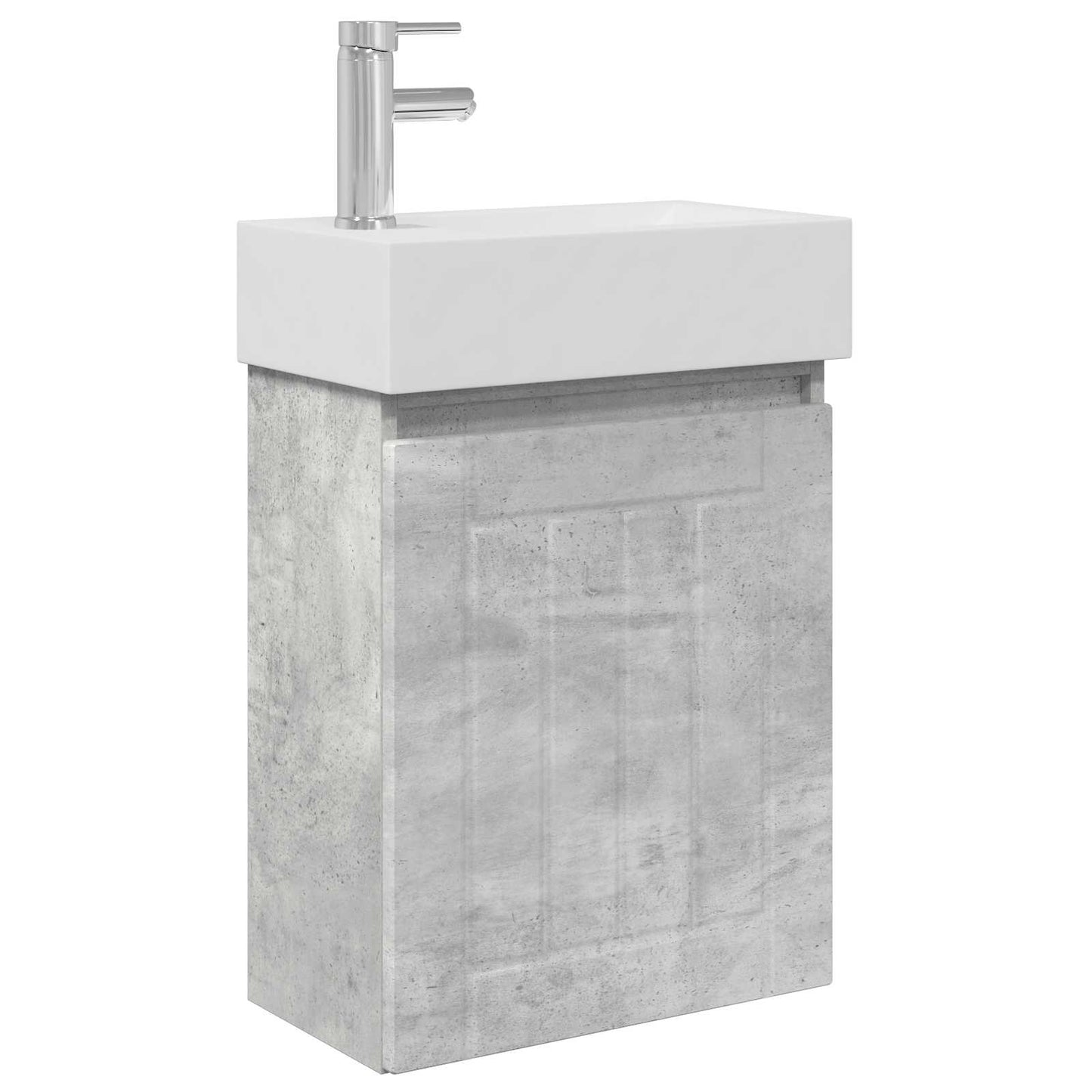 Badezimmer Waschtischunterschrank mit Wasserhahn Betongrau