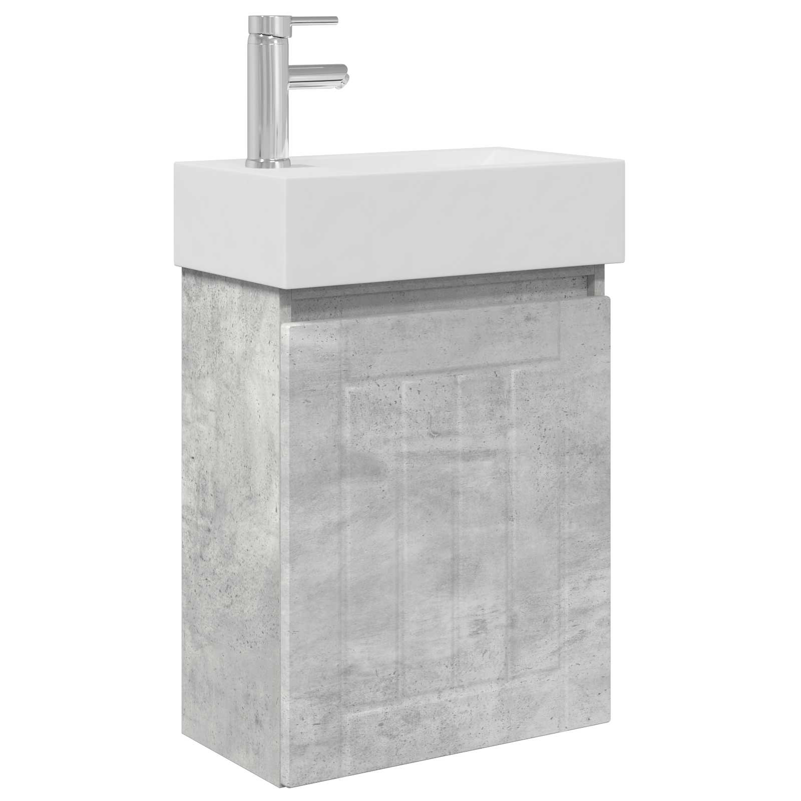 Badezimmer Waschtischunterschrank mit Wasserhahn Betongrau