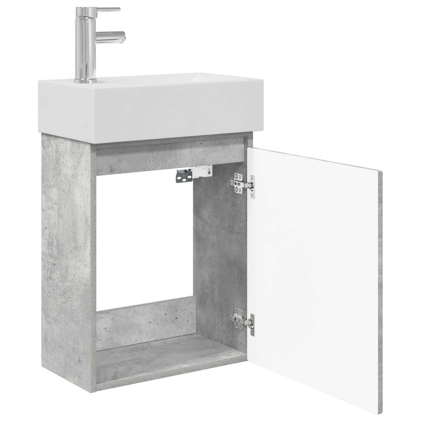 Badezimmer Waschtischunterschrank mit Wasserhahn Betongrau