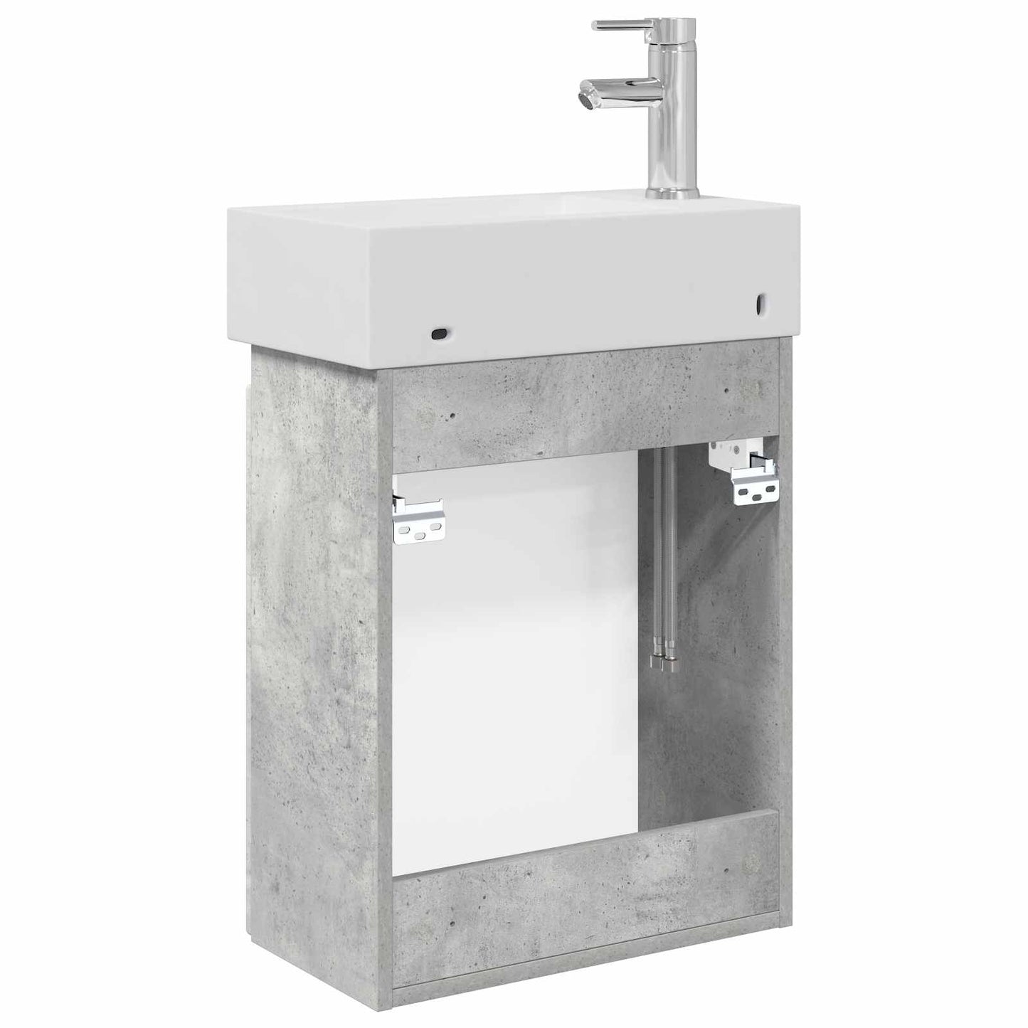 Badezimmer Waschtischunterschrank mit Wasserhahn Betongrau