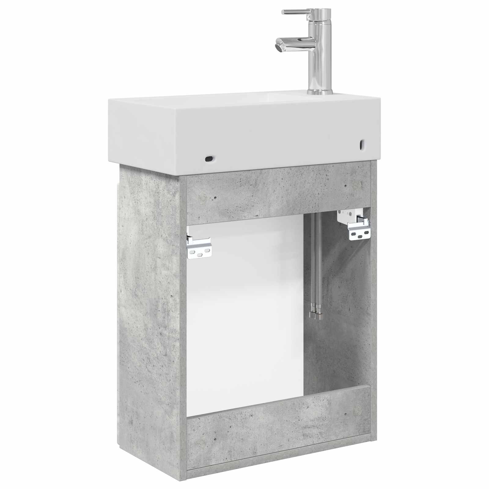 Badezimmer Waschtischunterschrank mit Wasserhahn Betongrau
