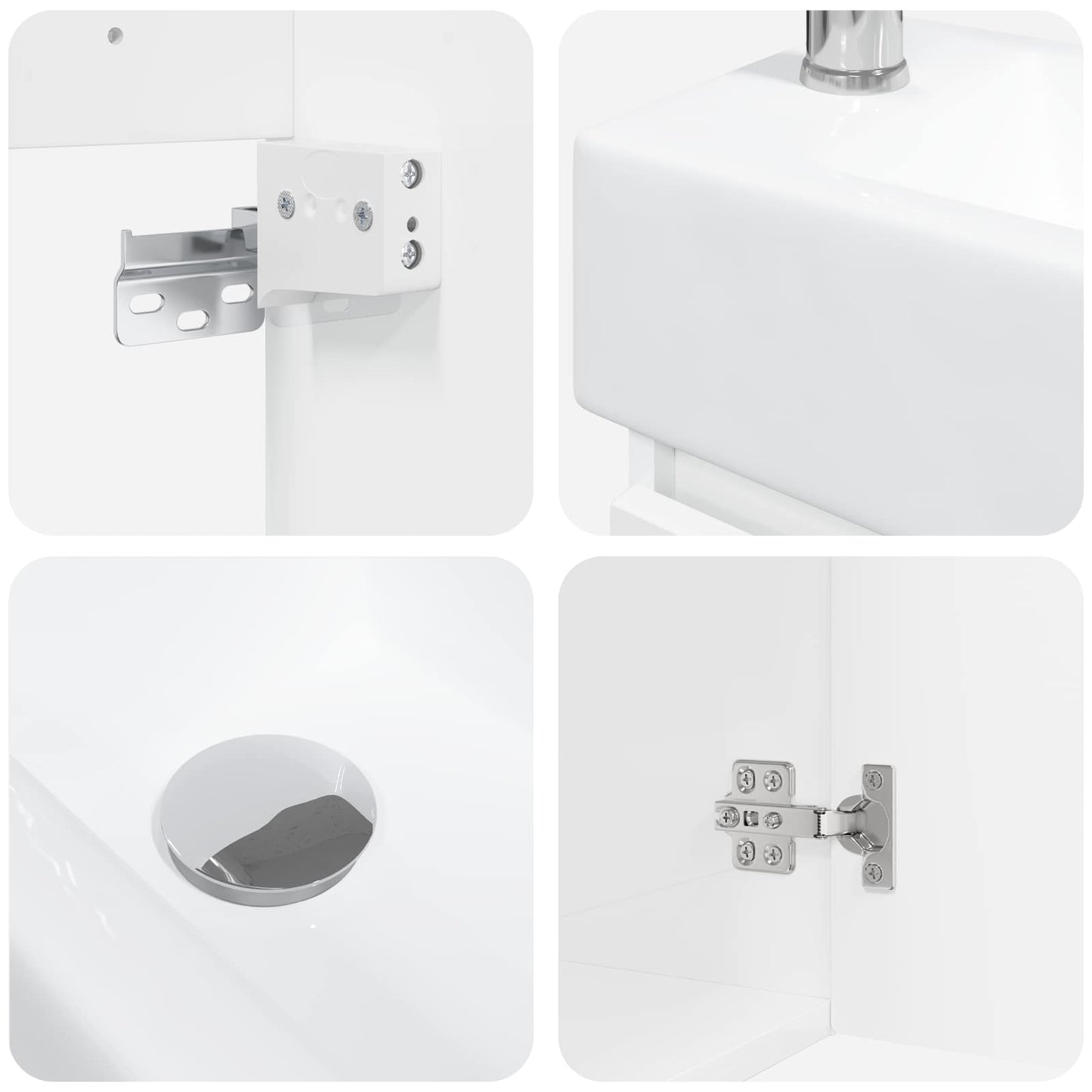 Badezimmer Waschtischunterschrank mit Wasserhahn Hochglanz Weiß