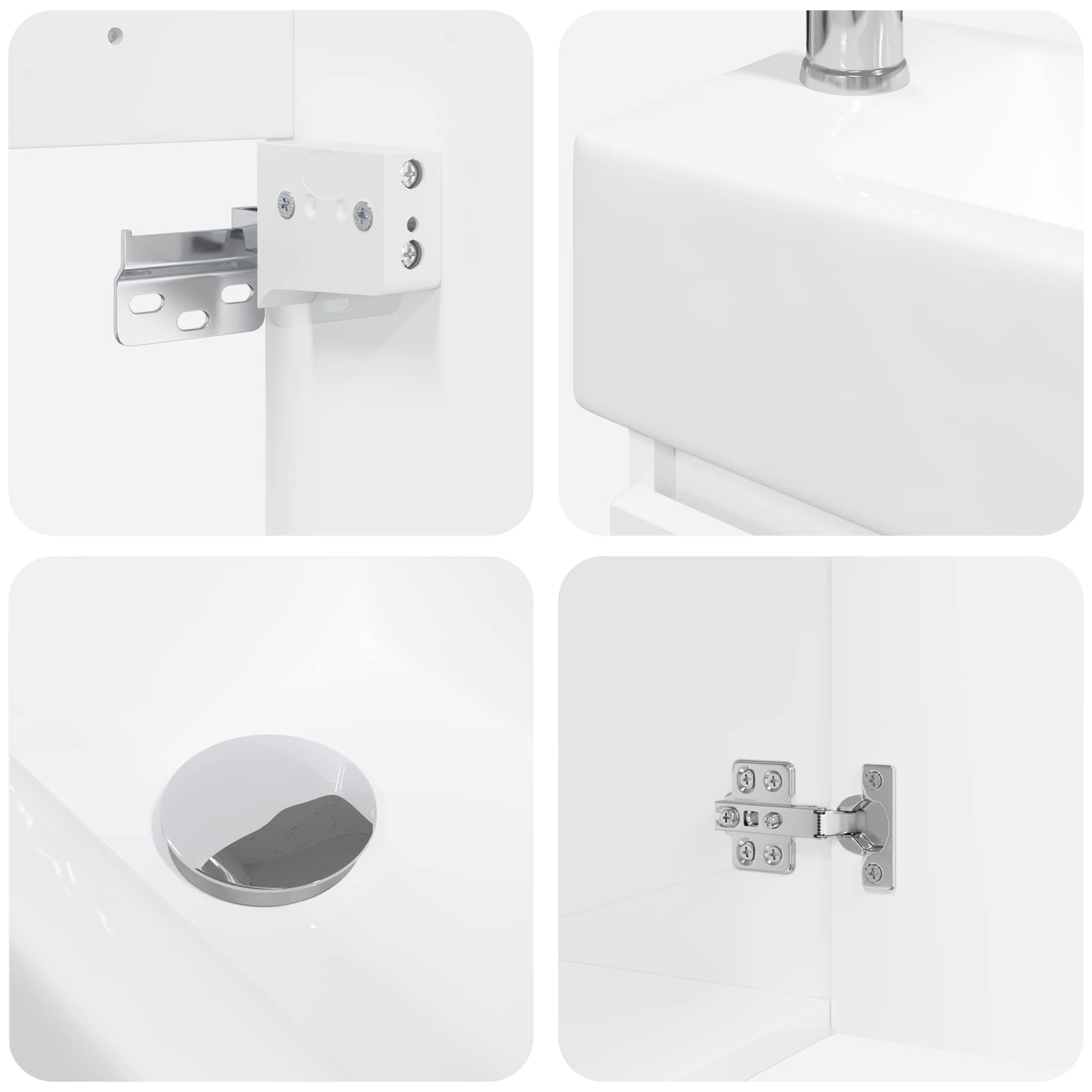 Badezimmer Waschtischunterschrank mit Wasserhahn Hochglanz Weiß
