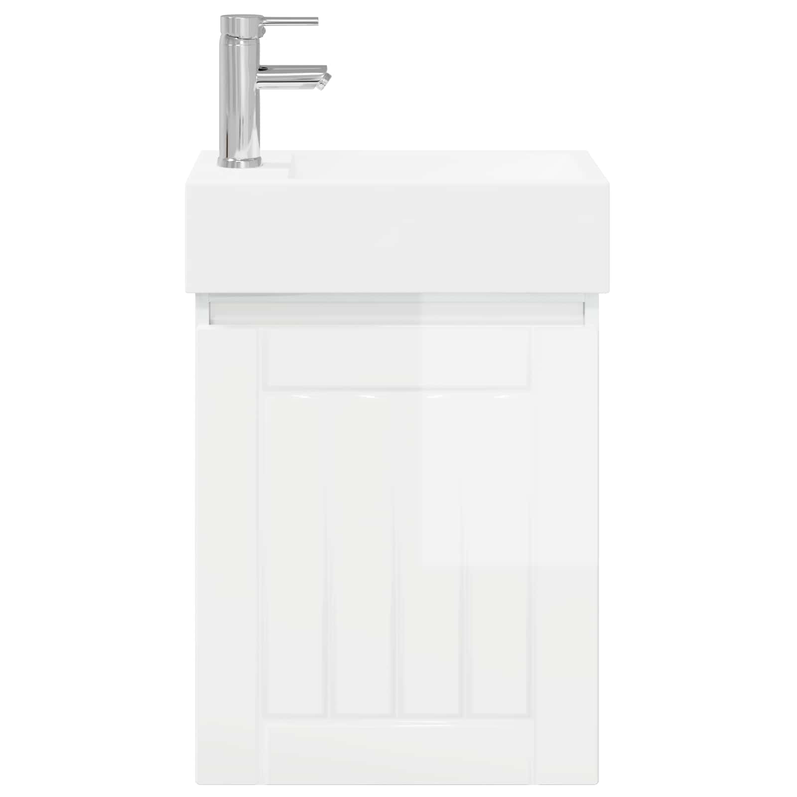 Badezimmer Waschtischunterschrank mit Wasserhahn Hochglanz Weiß