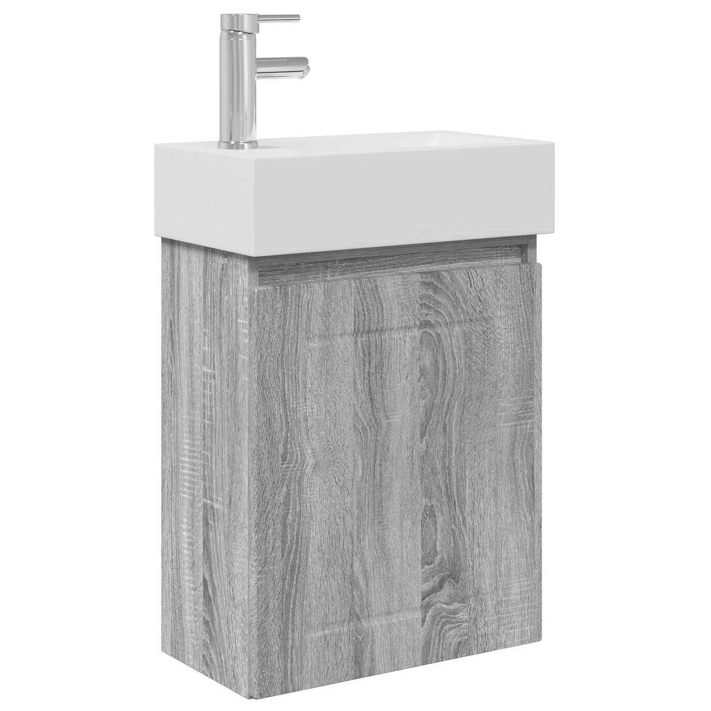 Badezimmer Waschtischunterschrank mit Wasserhahn Grau Sonoma