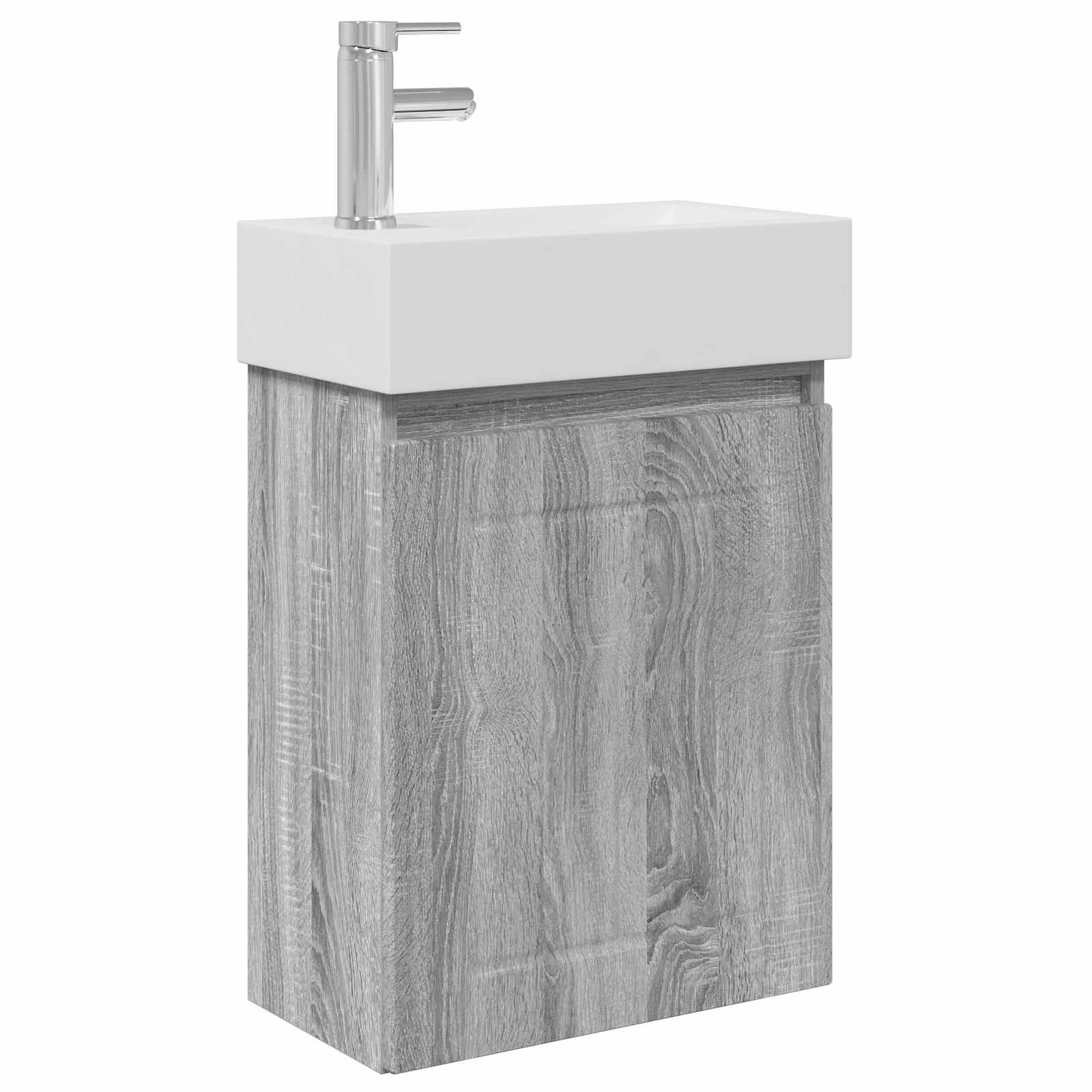 Badezimmer Waschtischunterschrank mit Wasserhahn Grau Sonoma