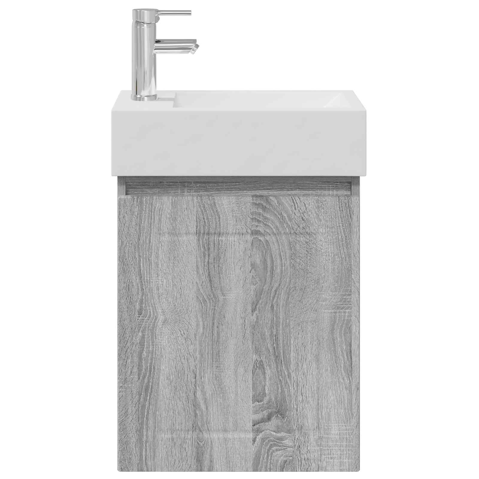 Badezimmer Waschtischunterschrank mit Wasserhahn Grau Sonoma