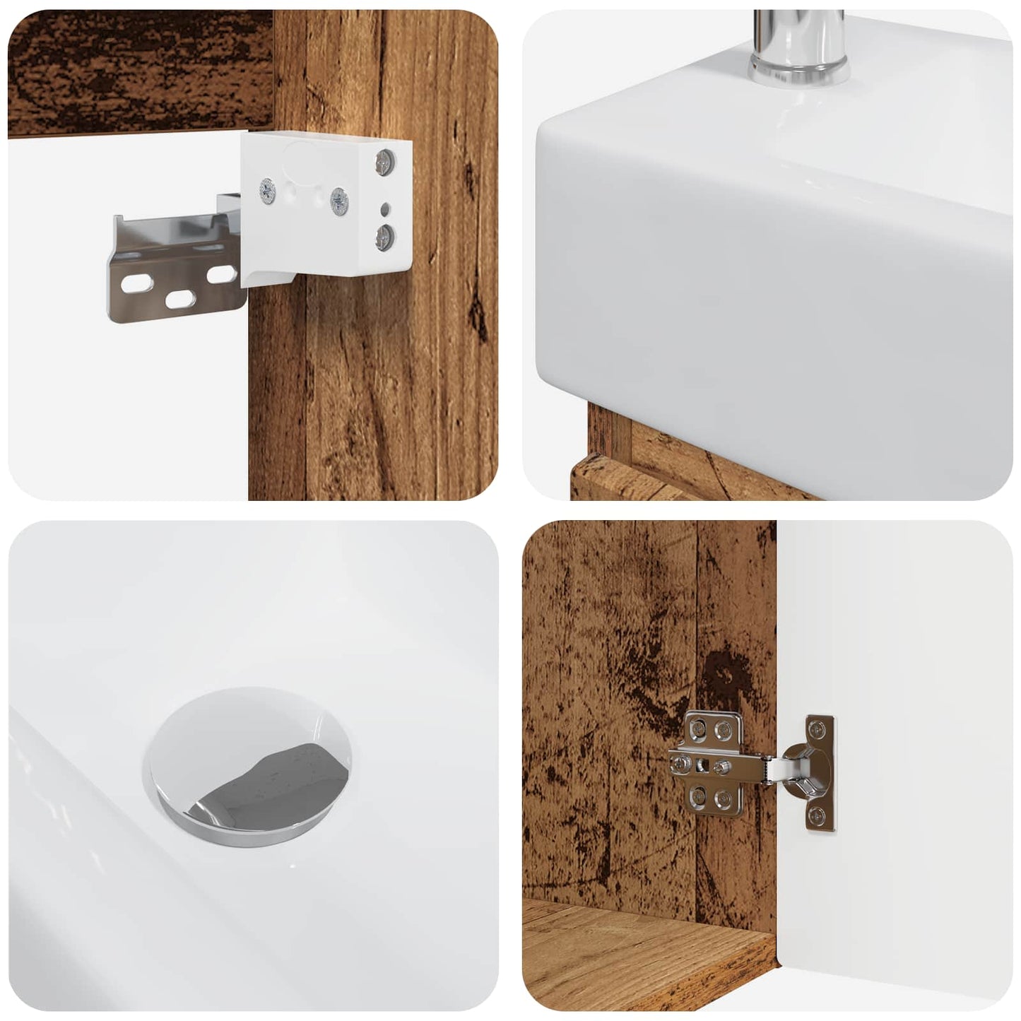 Badezimmer Waschtischunterschrank mit Wasserhahn Altholz