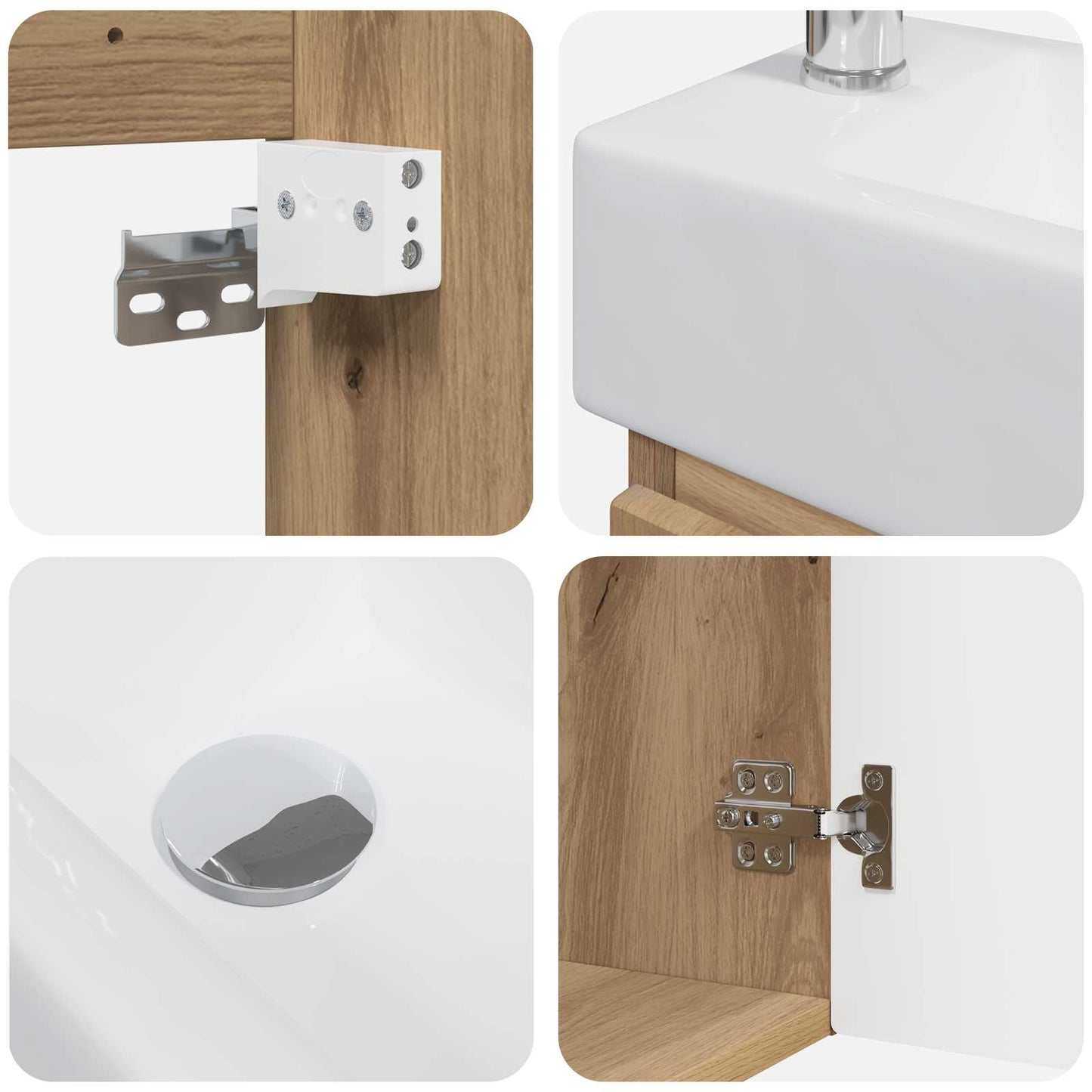 Badezimmer Waschtischunterschrank mit Wasserhahn Artisan-Eiche