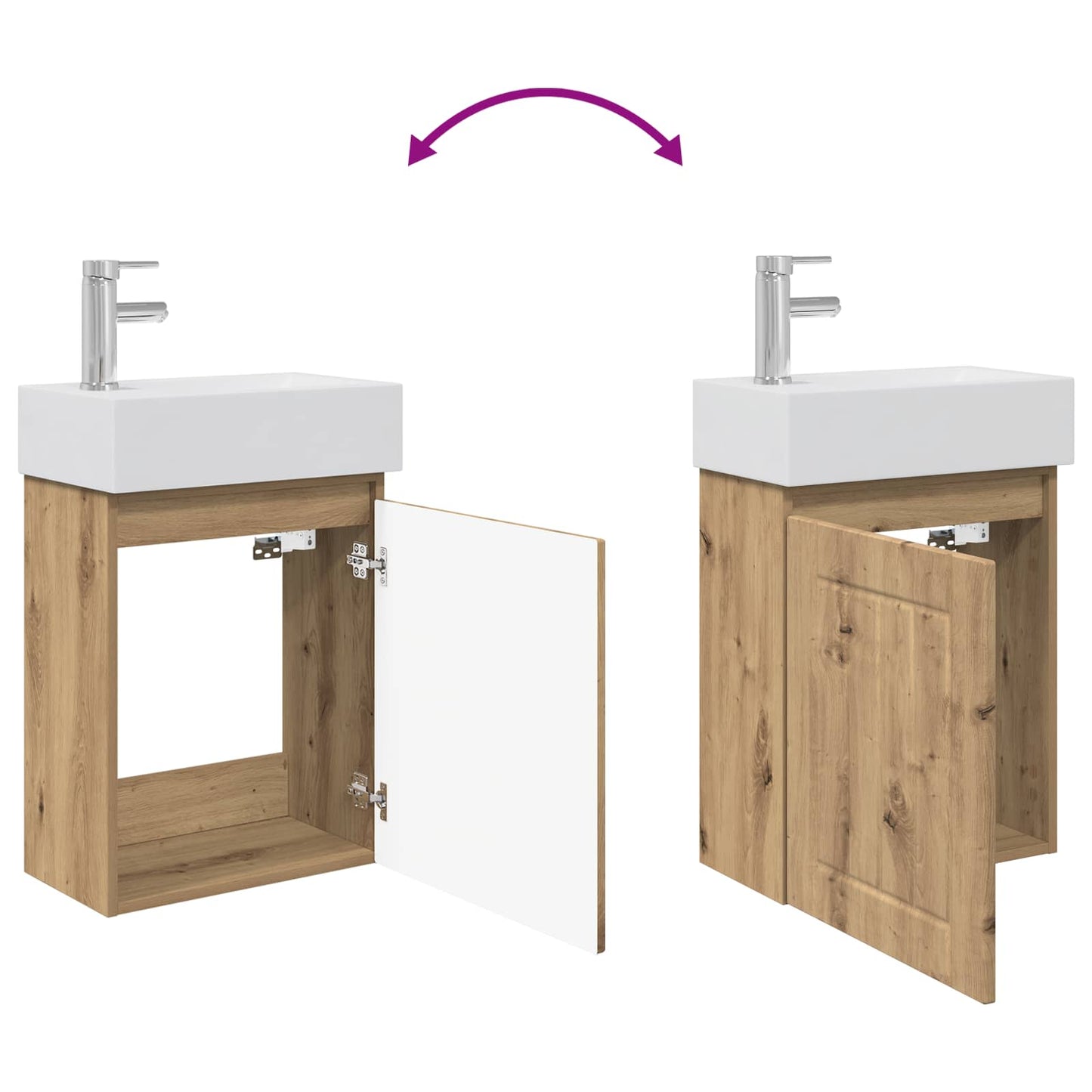 Badezimmer Waschtischunterschrank mit Wasserhahn Artisan-Eiche