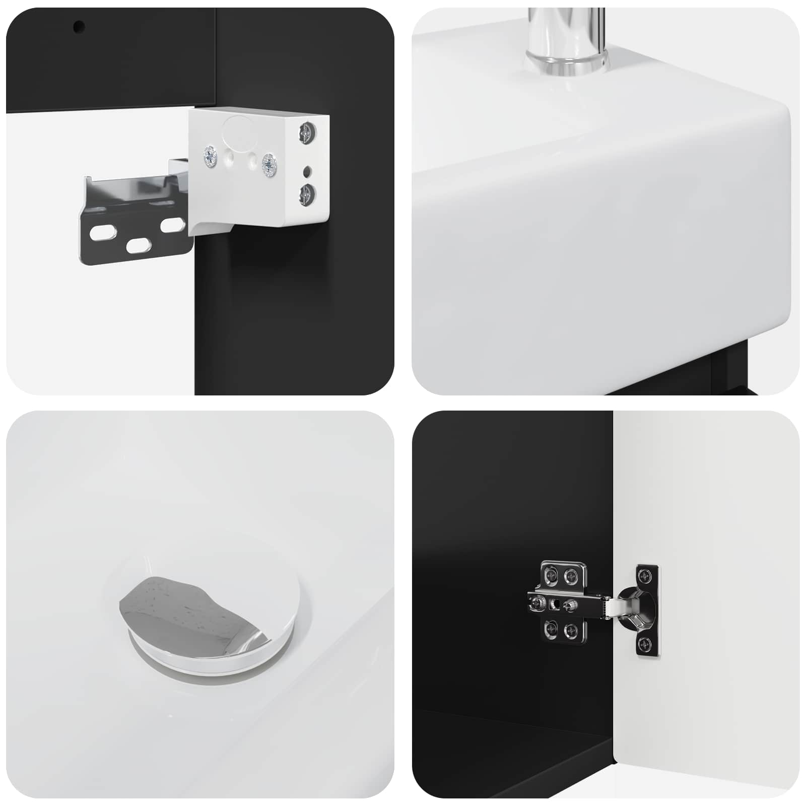 Badezimmer Waschtischunterschrank mit Wasserhahn Schwarz