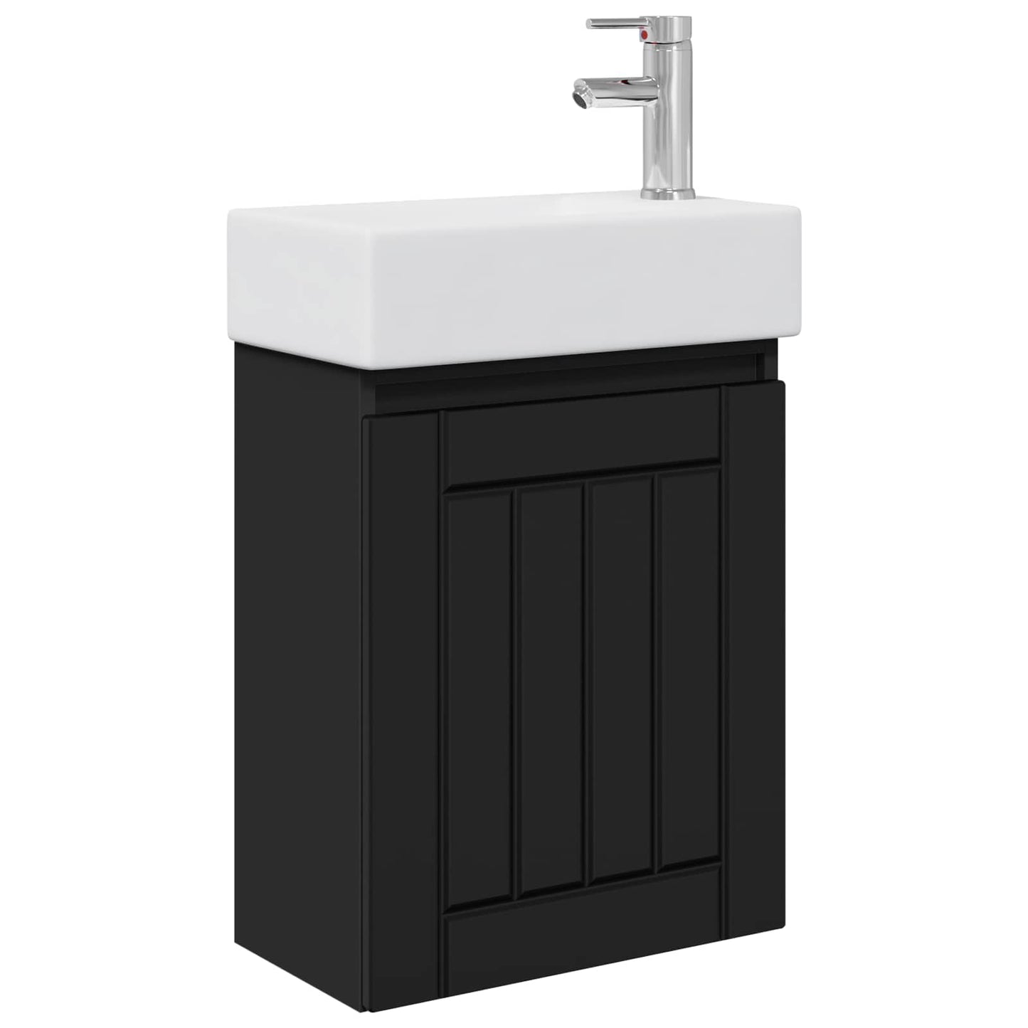 Badezimmer Waschtischunterschrank mit Wasserhahn Schwarz
