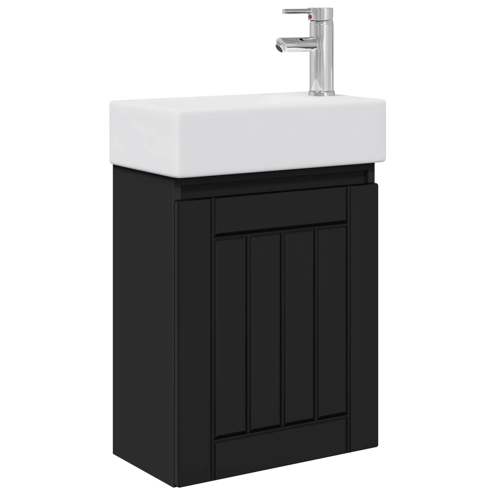 Badezimmer Waschtischunterschrank mit Wasserhahn Schwarz