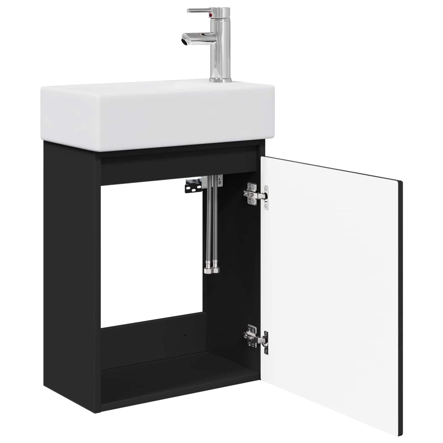 Badezimmer Waschtischunterschrank mit Wasserhahn Schwarz