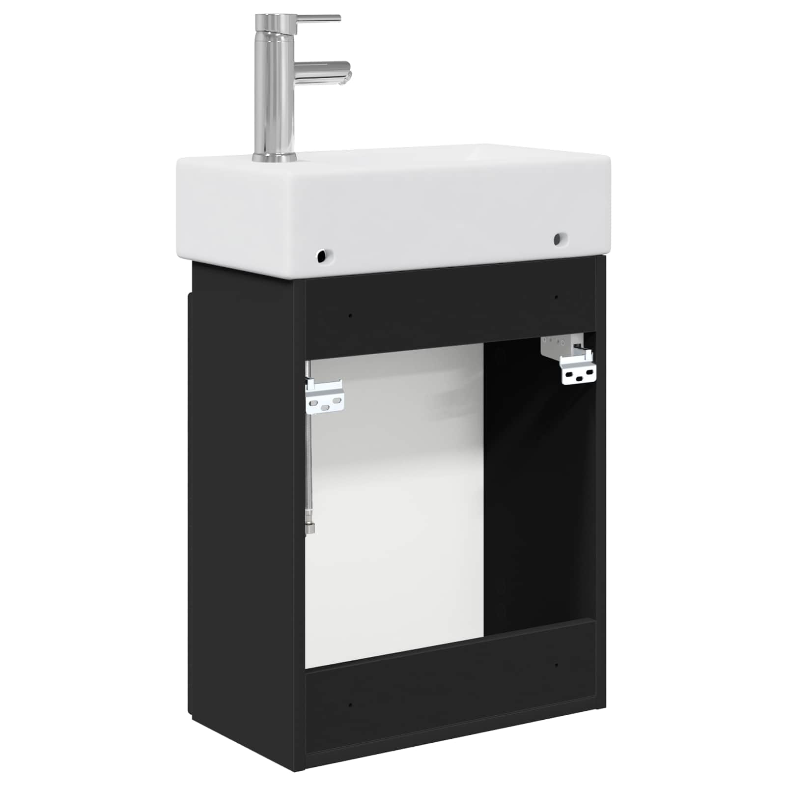 Badezimmer Waschtischunterschrank mit Wasserhahn Schwarz