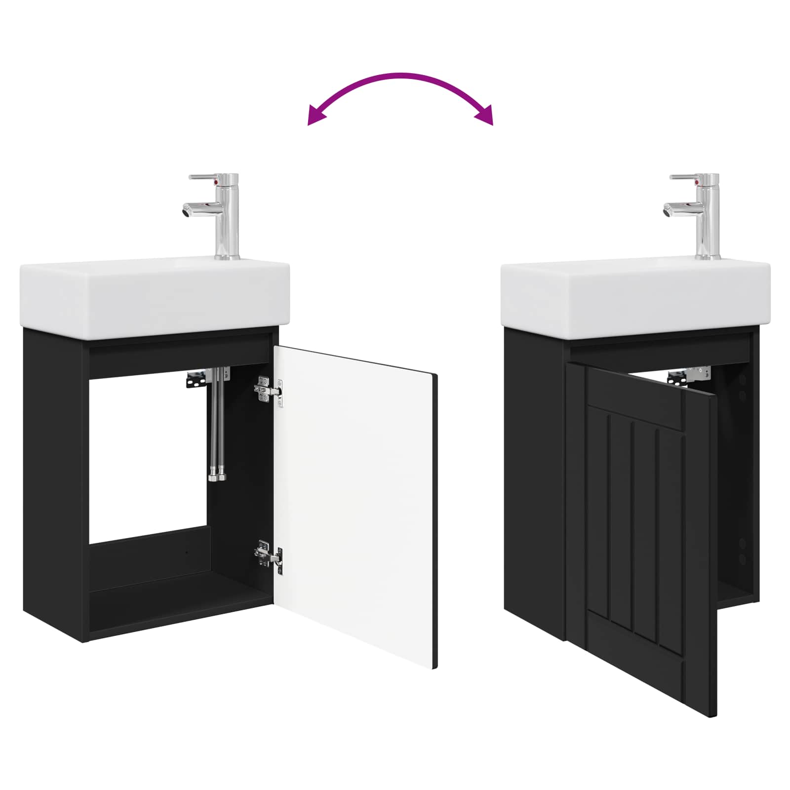 Badezimmer Waschtischunterschrank mit Wasserhahn Schwarz