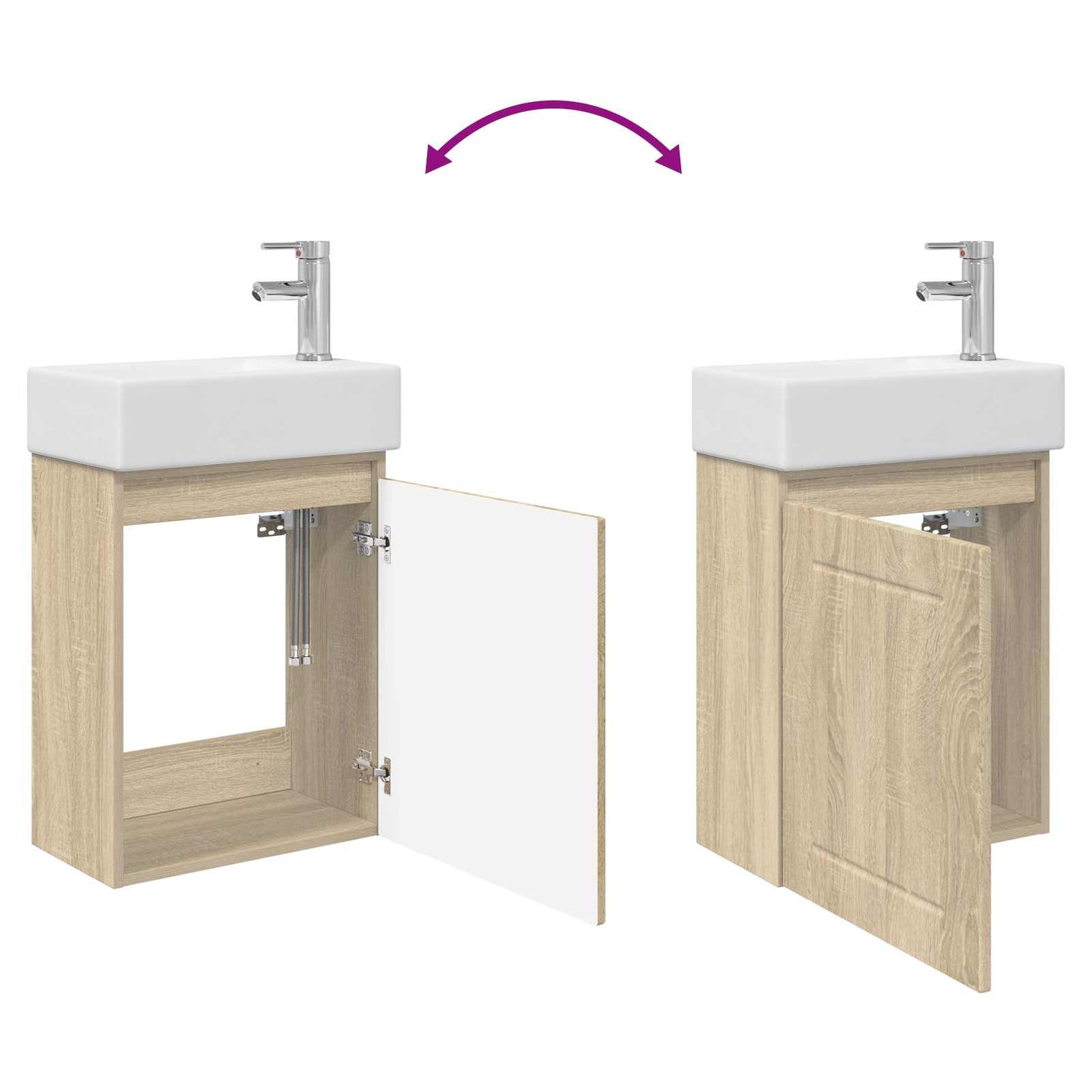 Badezimmer Waschtischunterschrank mit Wasserhahn Sonoma-Eiche
