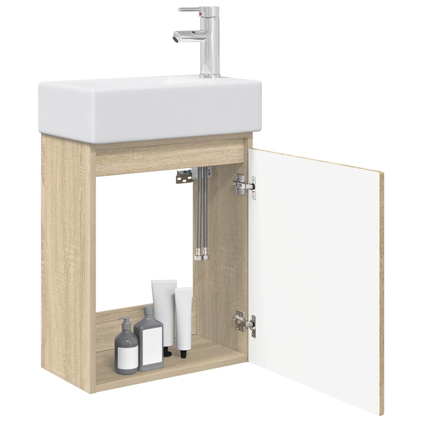 Badezimmer Waschtischunterschrank mit Wasserhahn Sonoma-Eiche