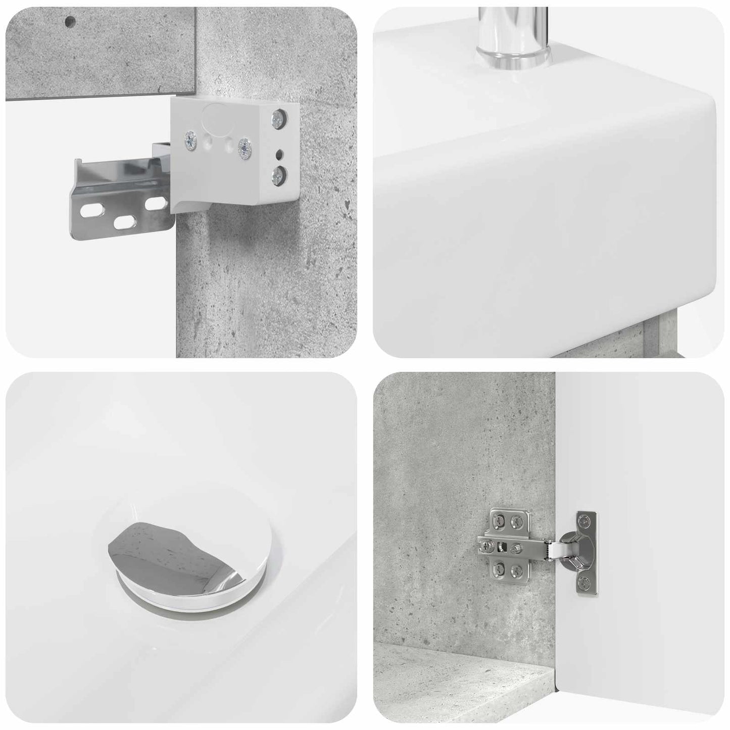 Badezimmer Waschtischunterschrank mit Wasserhahn Betongrau