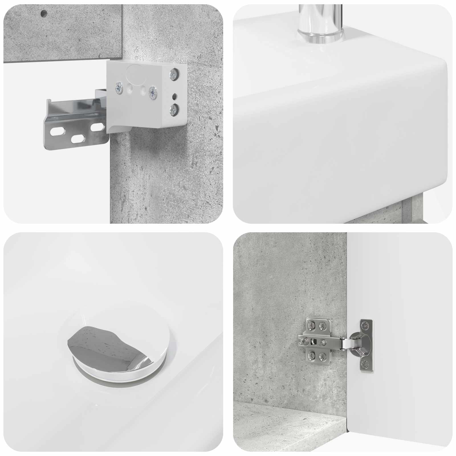 Badezimmer Waschtischunterschrank mit Wasserhahn Betongrau