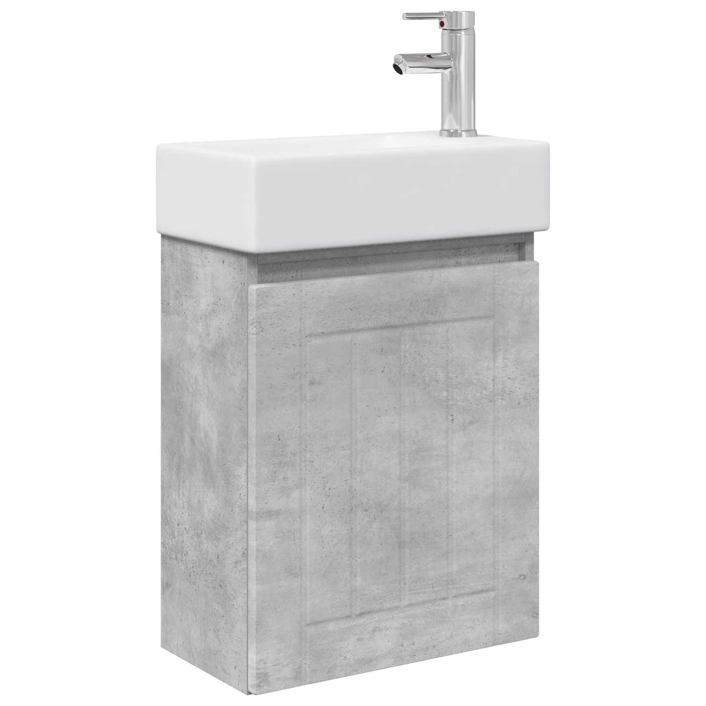 Badezimmer Waschtischunterschrank mit Wasserhahn Betongrau