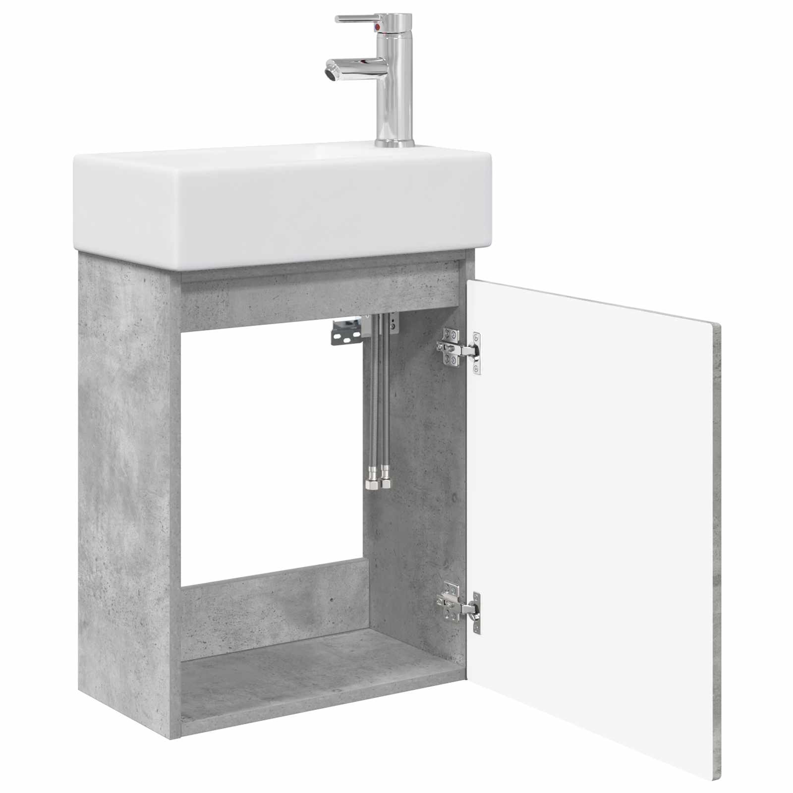 Badezimmer Waschtischunterschrank mit Wasserhahn Betongrau