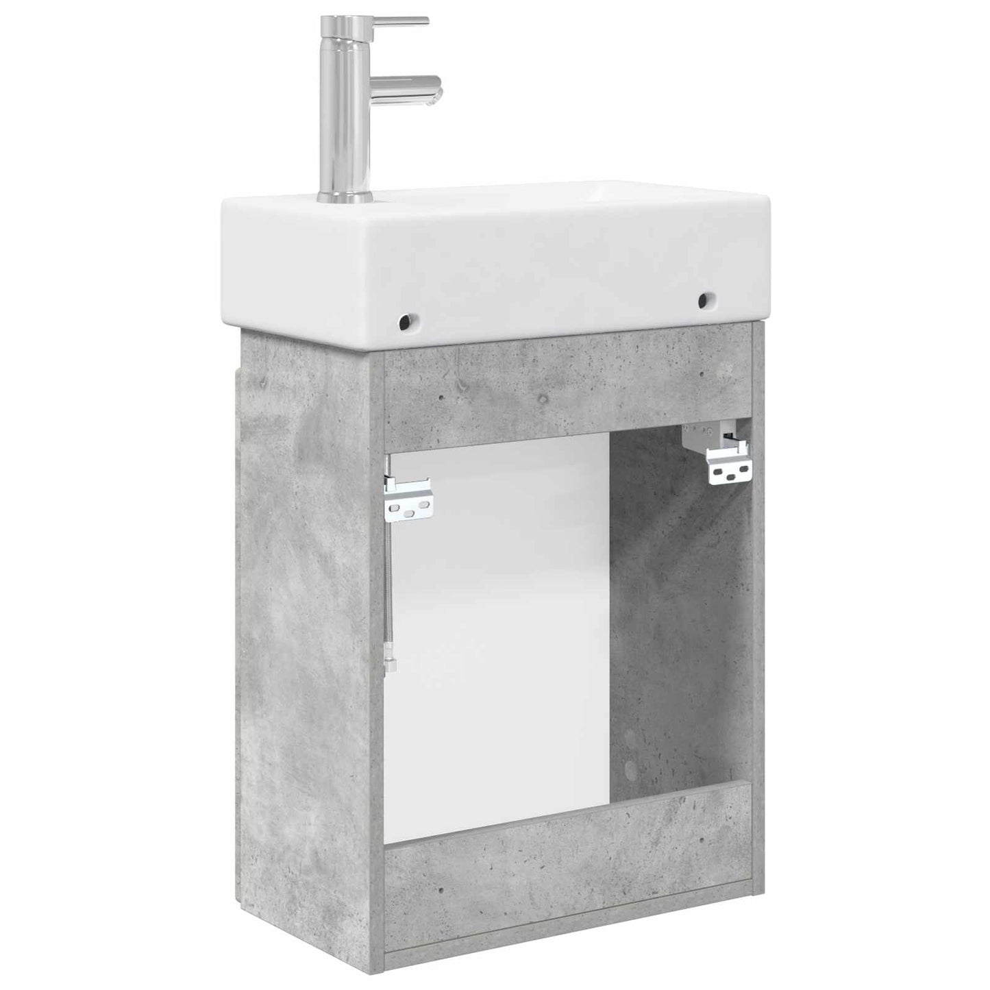 Badezimmer Waschtischunterschrank mit Wasserhahn Betongrau