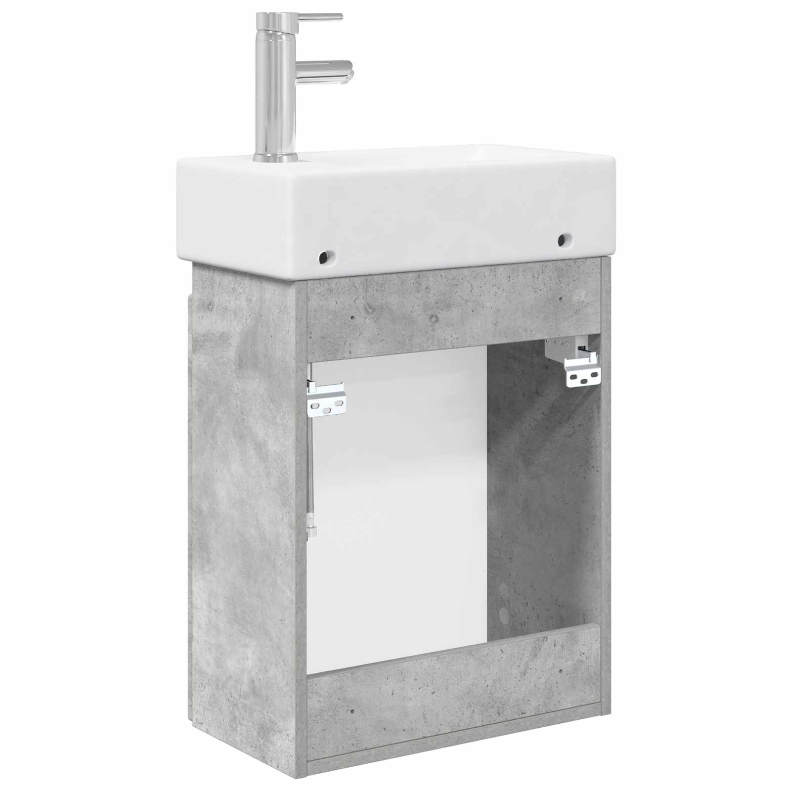 Badezimmer Waschtischunterschrank mit Wasserhahn Betongrau