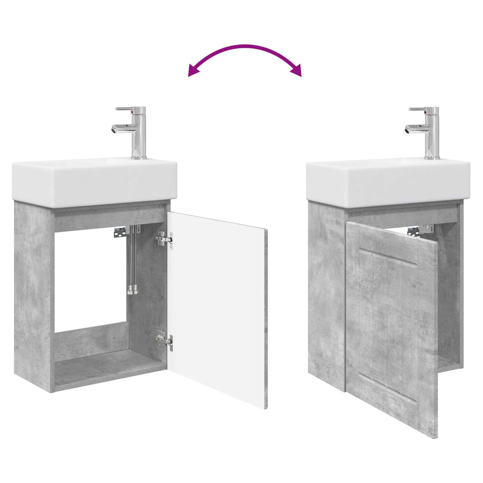 Badezimmer Waschtischunterschrank mit Wasserhahn Betongrau