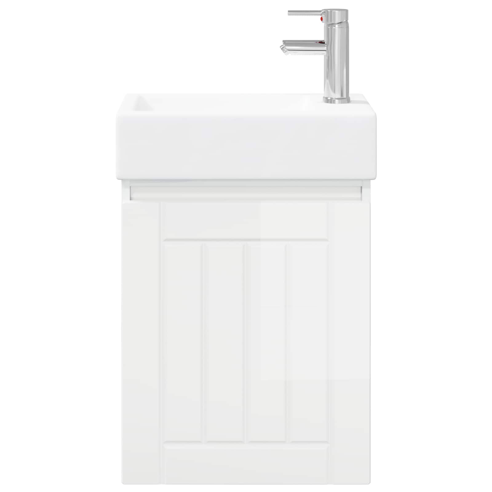 Badezimmer Waschtischunterschrank mit Wasserhahn Hochglanz Weiß