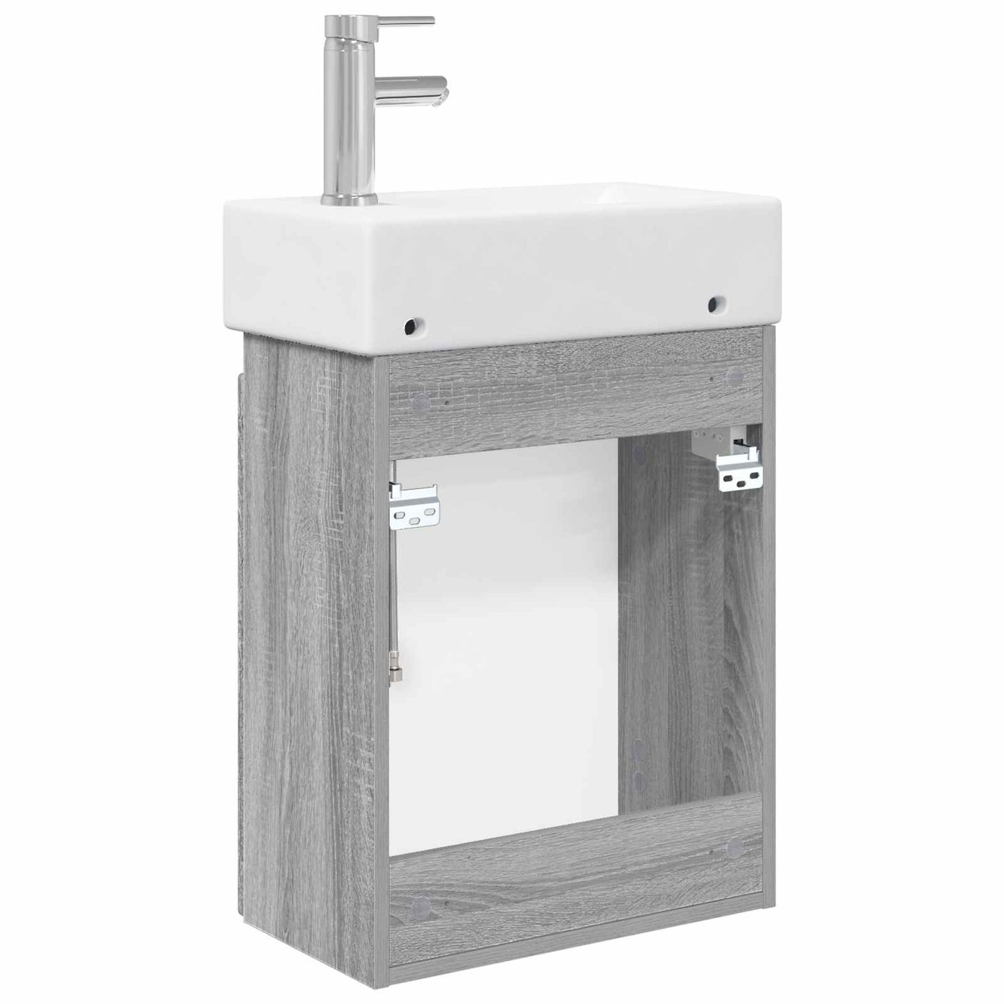 Badezimmer Waschtischunterschrank mit Wasserhahn Grau Sonoma
