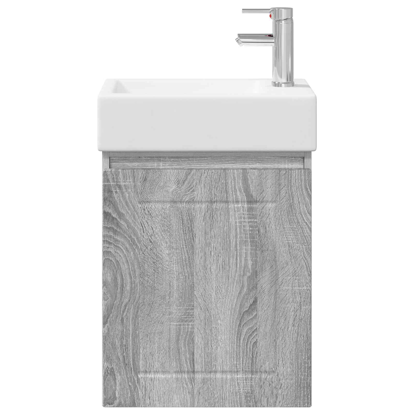Badezimmer Waschtischunterschrank mit Wasserhahn Grau Sonoma