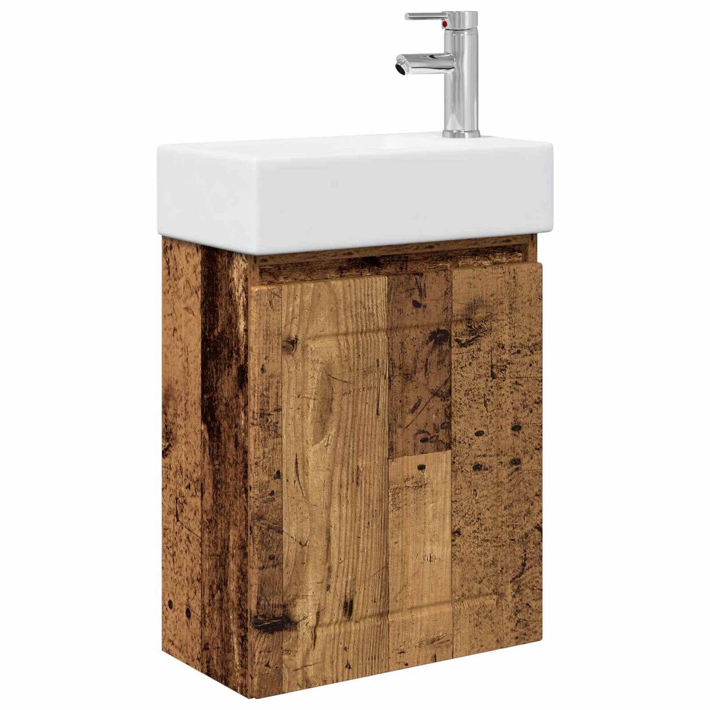 Badezimmer Waschtischunterschrank mit Wasserhahn Altholz