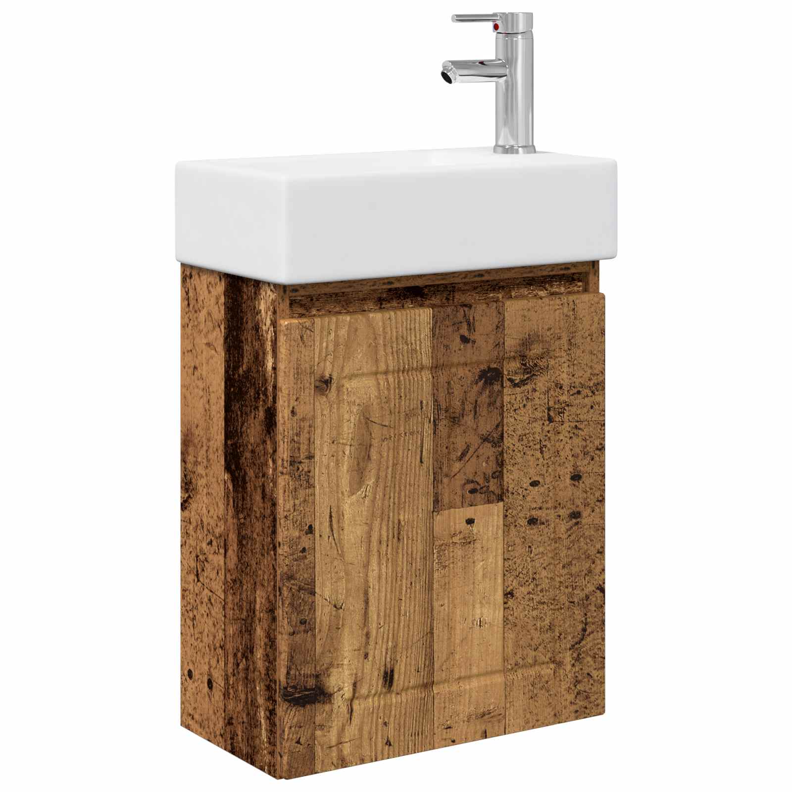 Badezimmer Waschtischunterschrank mit Wasserhahn Altholz