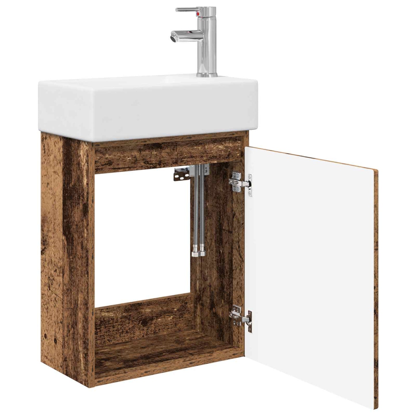 Badezimmer Waschtischunterschrank mit Wasserhahn Altholz