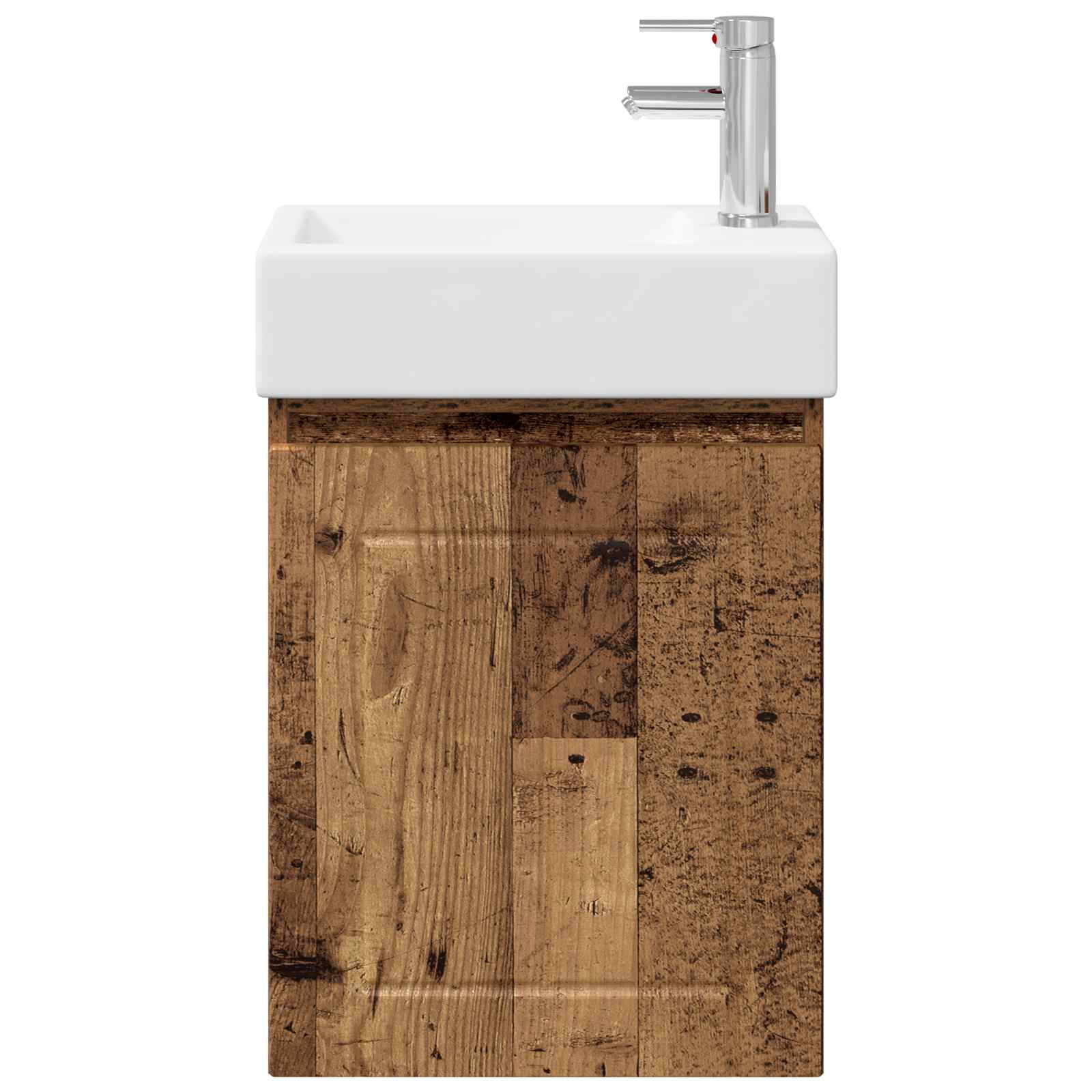 Badezimmer Waschtischunterschrank mit Wasserhahn Altholz