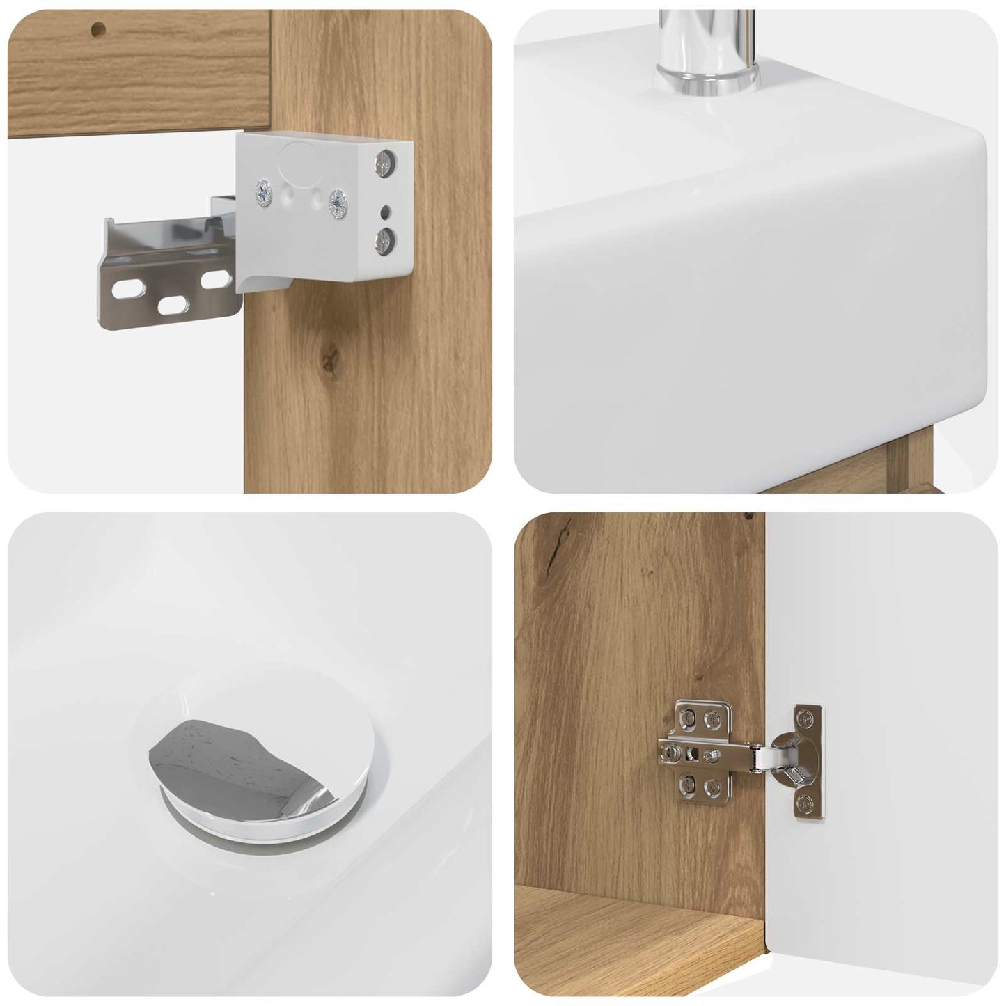 Badezimmer Waschtischunterschrank mit Wasserhahn Artisan-Eiche