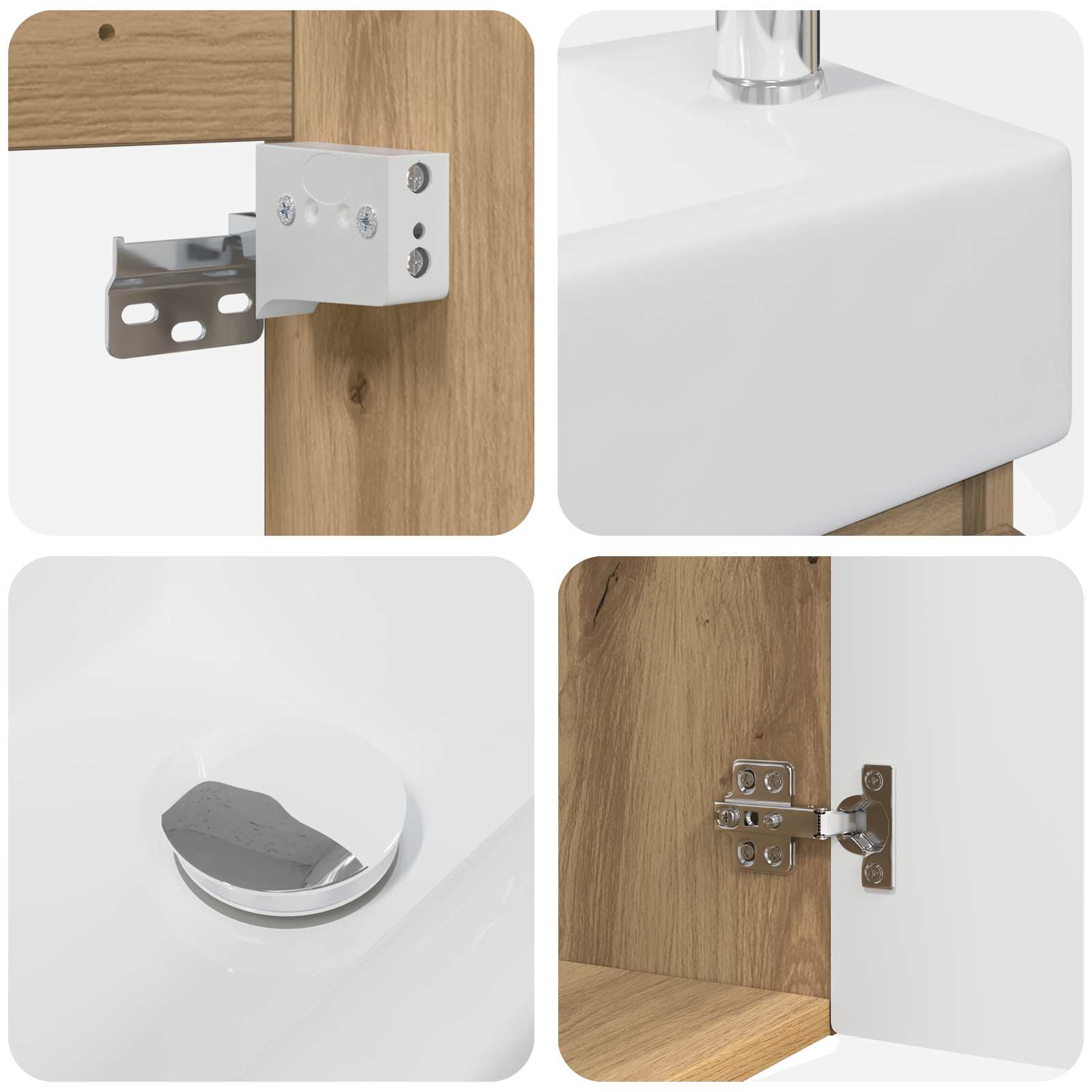 Badezimmer Waschtischunterschrank mit Wasserhahn Artisan-Eiche