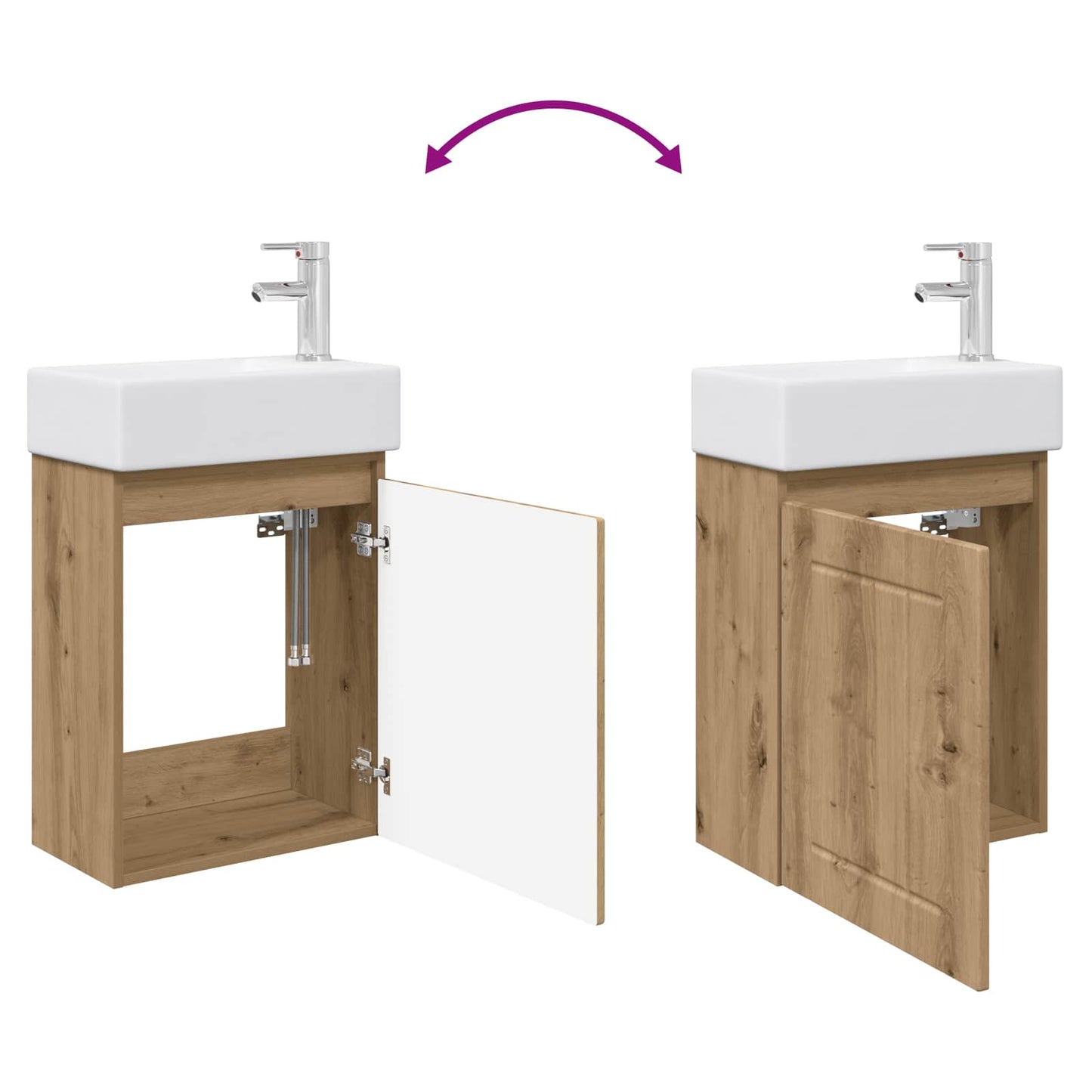 Badezimmer Waschtischunterschrank mit Wasserhahn Artisan-Eiche