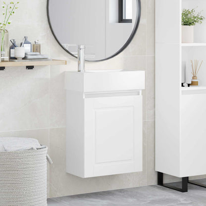 Badezimmer Waschtischunterschrank mit Wasserhahn Weiß