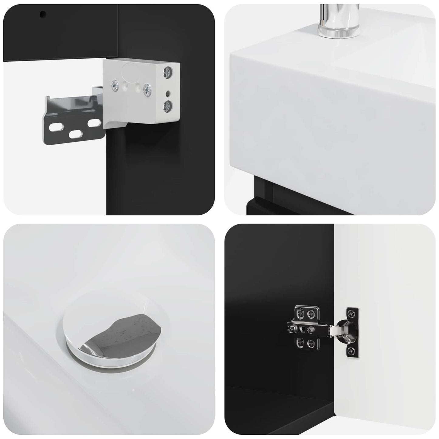 Badezimmer Waschtischunterschrank mit Wasserhahn Schwarz
