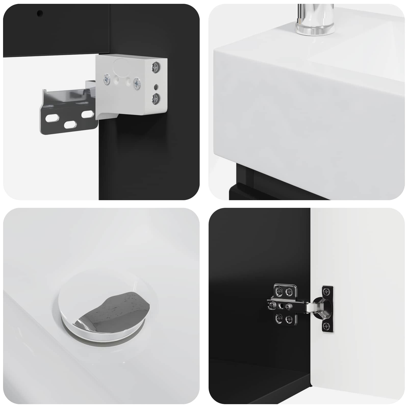 Badezimmer Waschtischunterschrank mit Wasserhahn Schwarz
