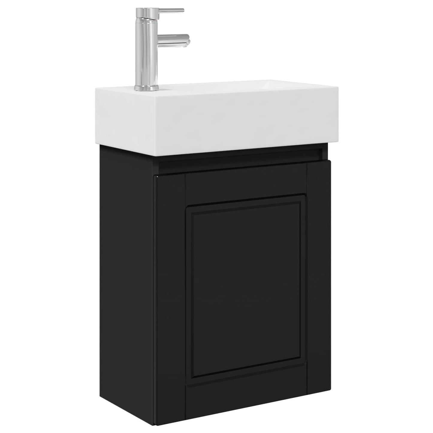 Badezimmer Waschtischunterschrank mit Wasserhahn Schwarz